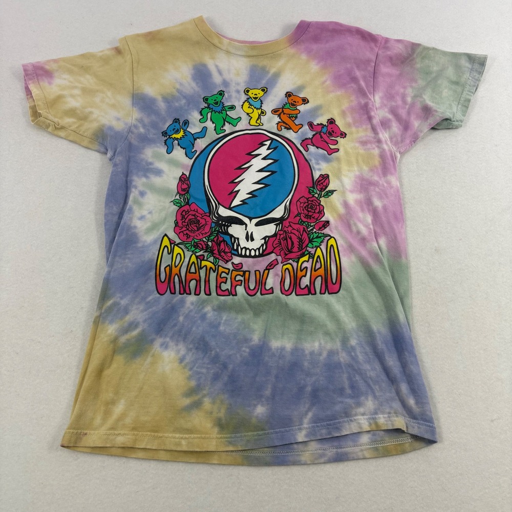 Grateful Dead T-Shirt Womens Medium Pastel Tie Dye Dancing Bears Band Tee Color